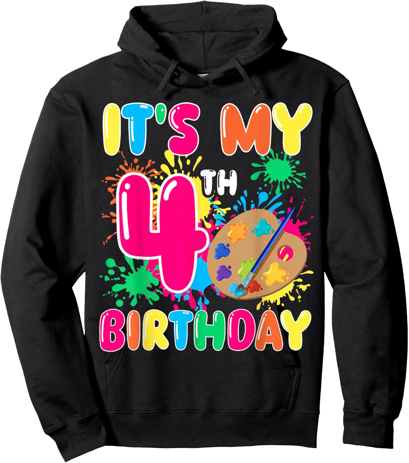 It's My 4th Birthday Painting Art 4 Year Old Bday Artist Hoodie - Hoodie | Black