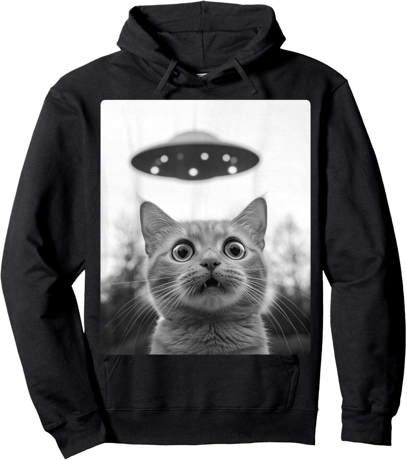 Cat Selfie Alien Cats in Front of Ufo Space Aliens Hoodie - Hoodie | Black