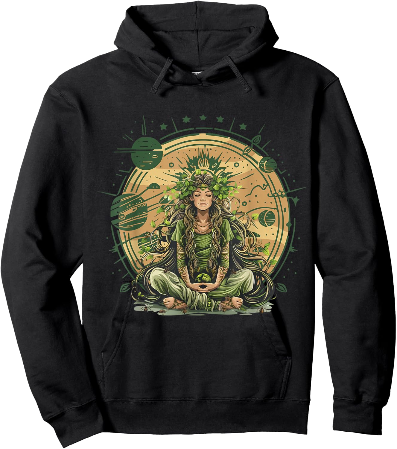 Gaia Greek Goddess Mother Earth Nature Lover Witchy Pagan Hoodie - Hoodie | Black