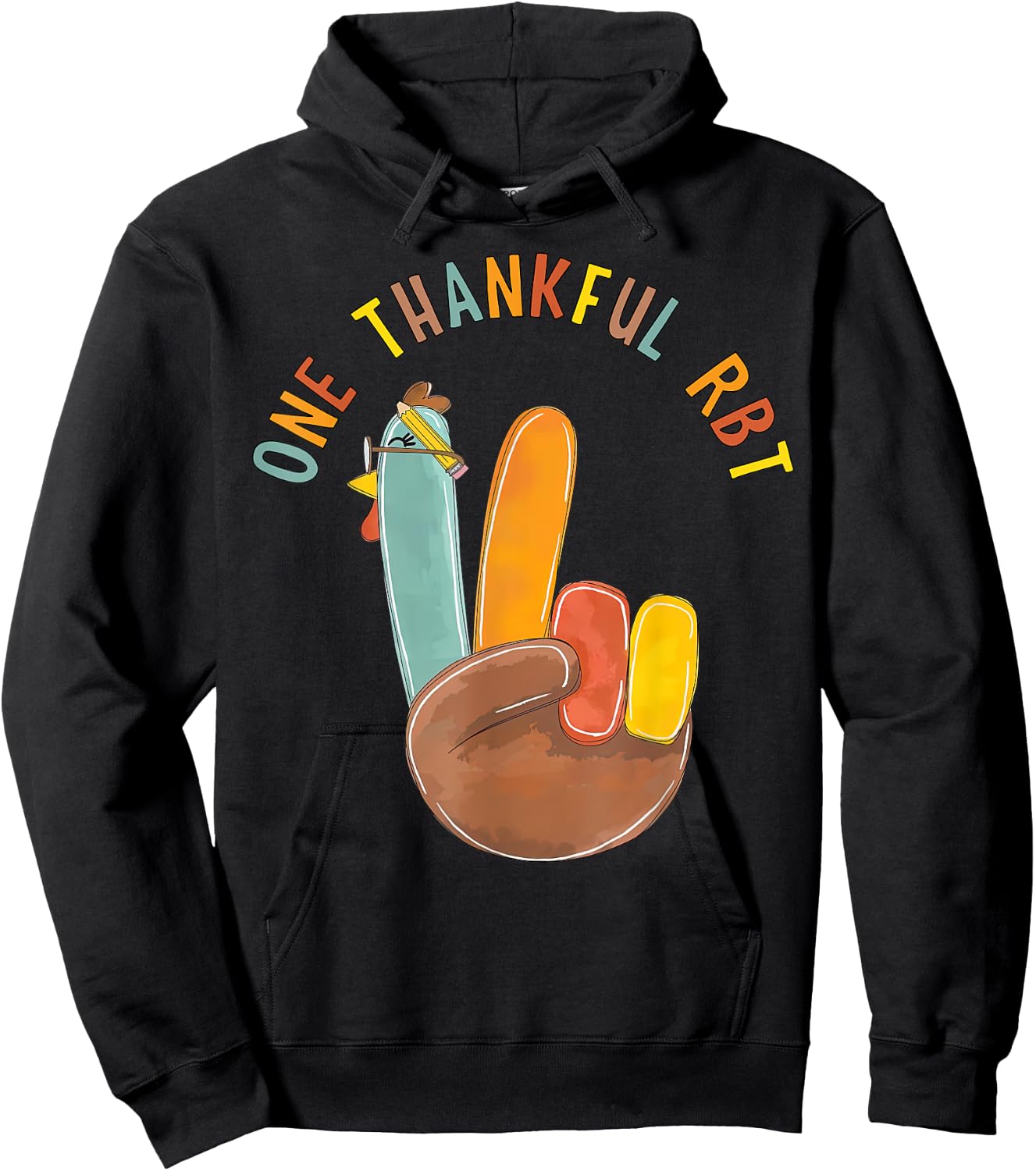 One Thankful RBT Turkey Behavior Technician Thanksgiving Hoodie - Hoodie | Black