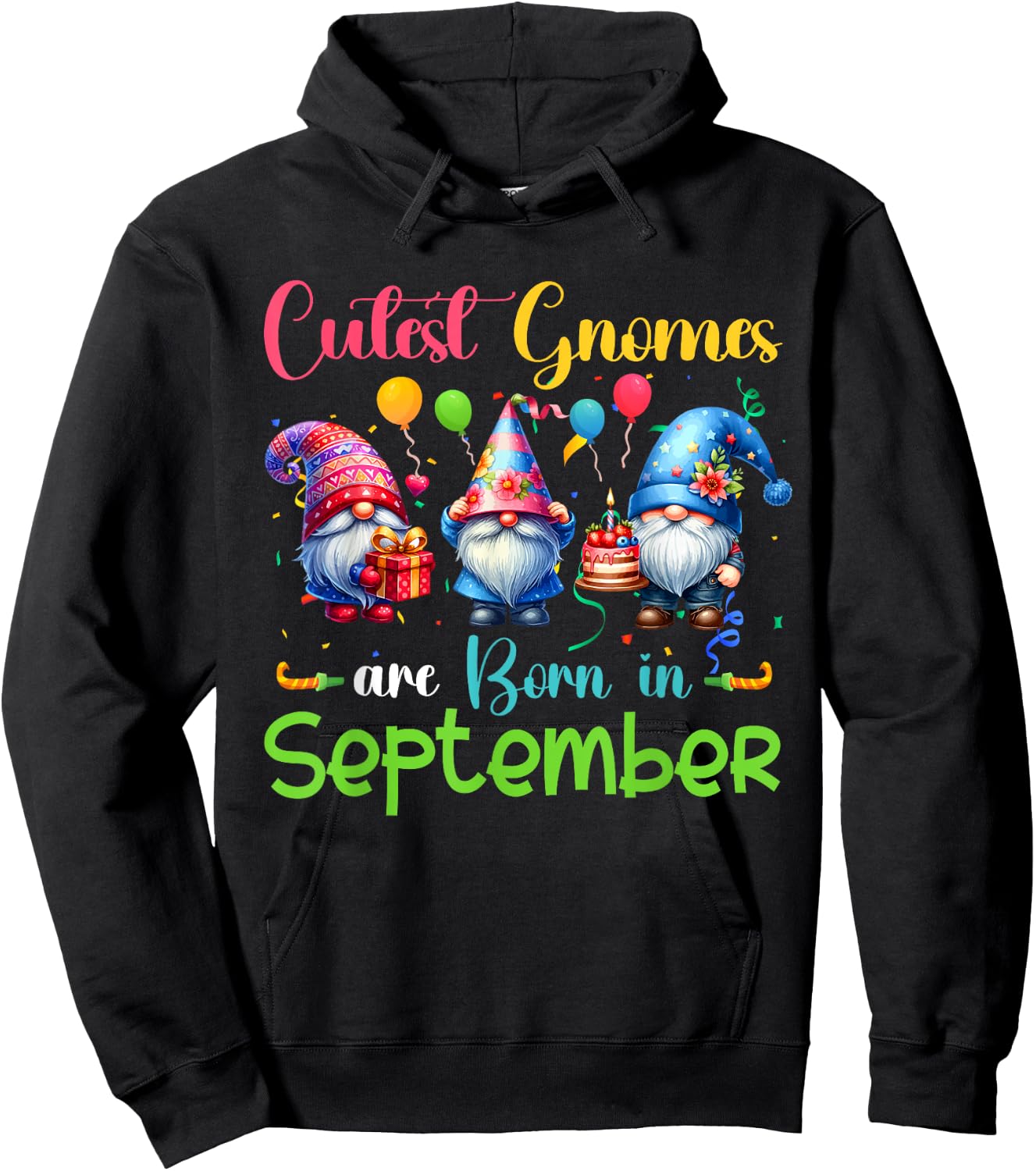 Cutest Gnomes Costume September Birthday Funny Party Hoodie - Hoodie | Black