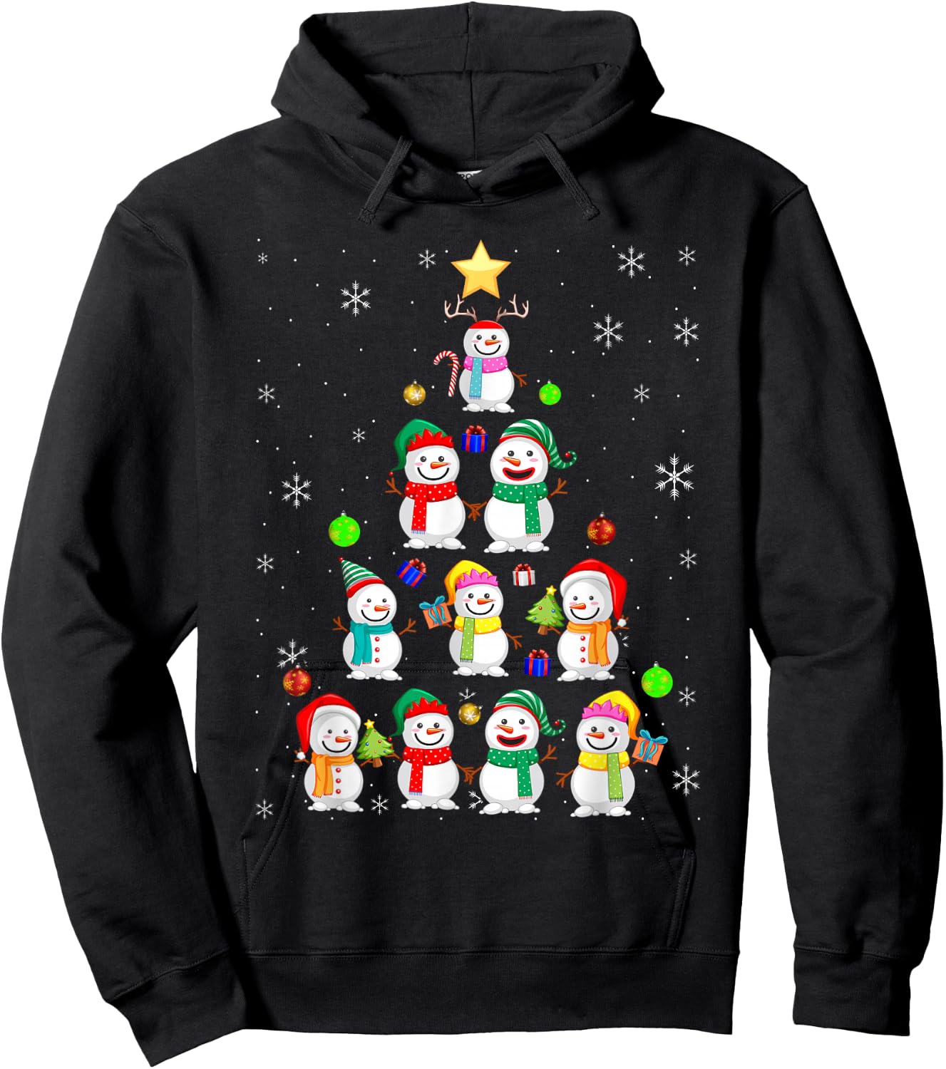 Funny Snowman Christmas Tree Ornament Decor Hoodie - Hoodie | Black