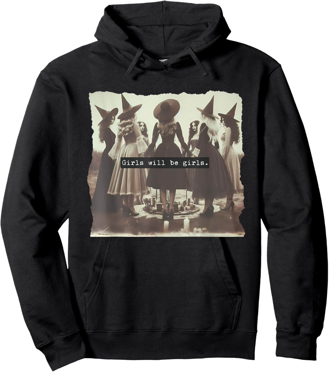 Girl Will Be Girl Funny Witch Witchy Vibes Halloween Hoodie - Hoodie | Black