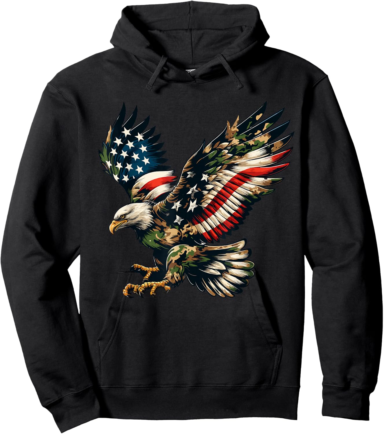 Eagle Patriotic Camo American Flag USA Camouflage USA Flag Hoodie - Hoodie | Black