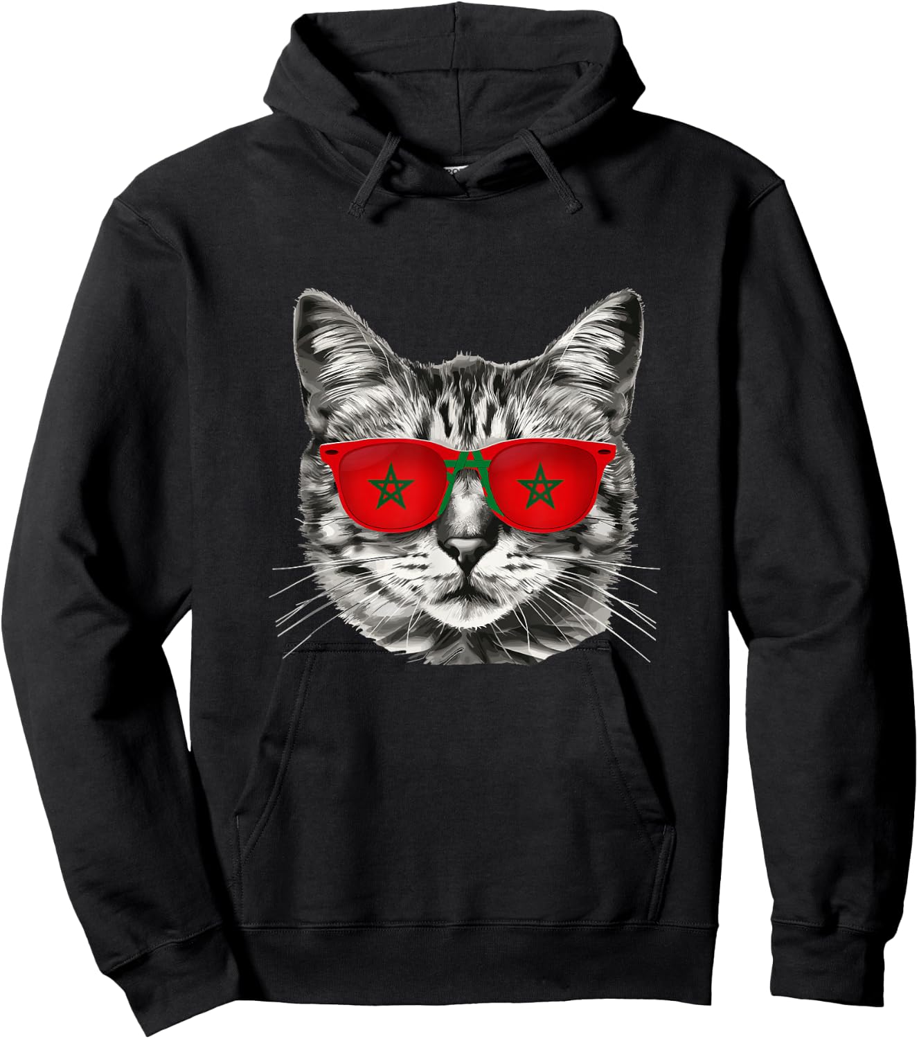 Moroccan Flag Cat Owner Souvenirs Products Kitten Morocco Hoodie - Hoodie | Black