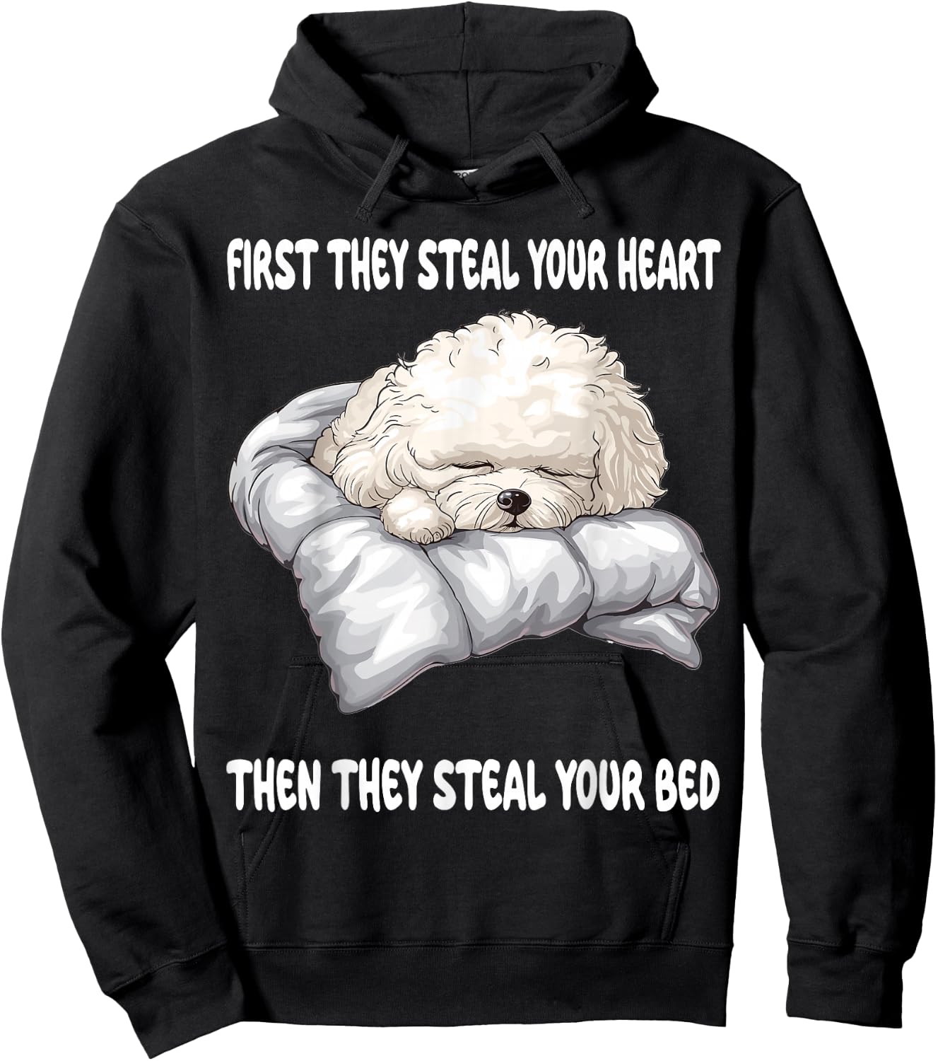 Bichon Frise Sleeping Pajamas Nightgown Hoodie - Hoodie | Black