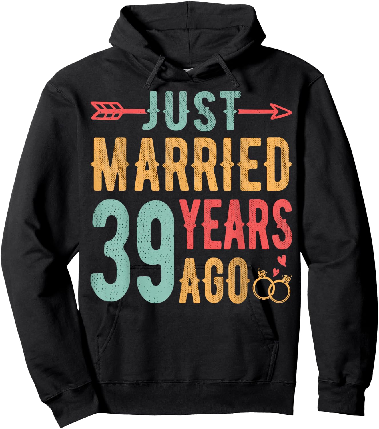 Just Married 39 Years Ago - 39th Wedding Anniversary Couple Hoodie - Hoodie | Black