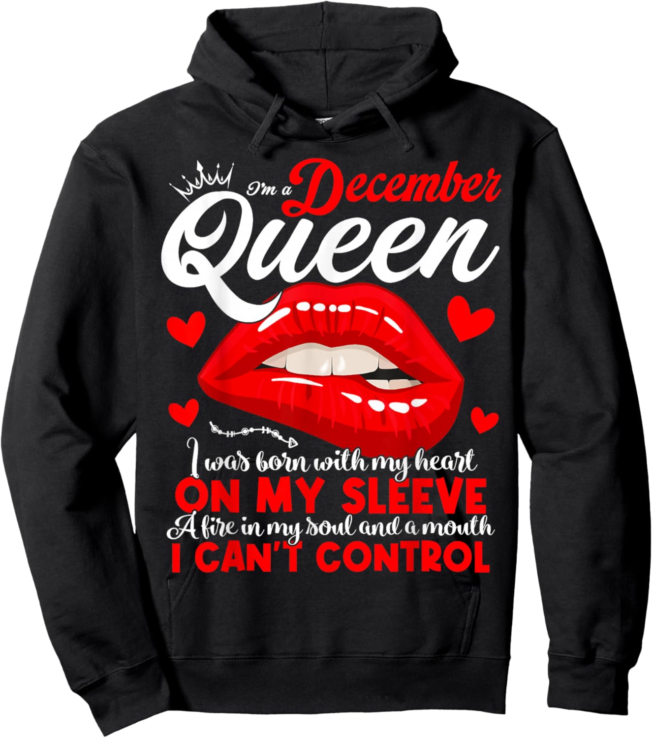 A Queen Was Born in December Women Girls December Birthday Hoodie - Hoodie | Black