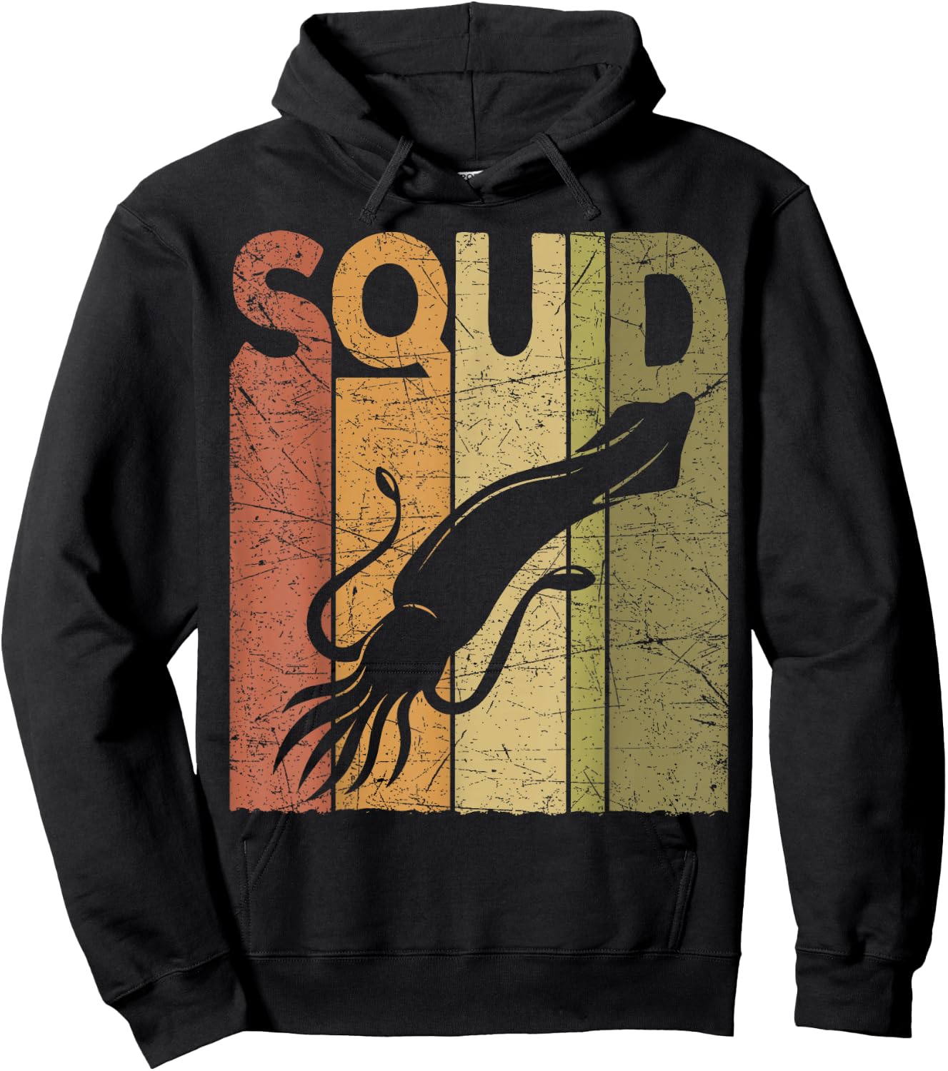 Squid Vintage Squid Fishing Retro Seafood Squid Lover Hoodie - Hoodie | Black
