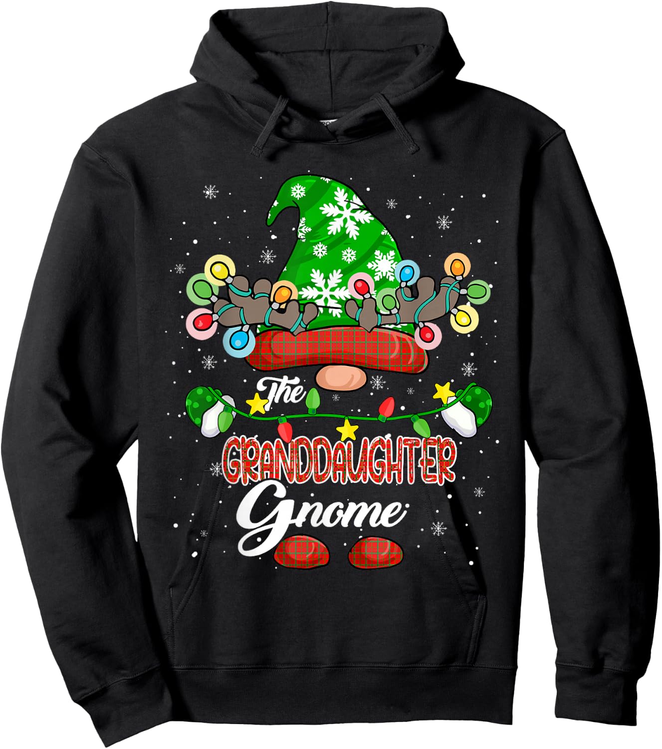 The Granddaughter Gnome Christmas Gnome Costume Family Kids Hoodie - Hoodie | Black