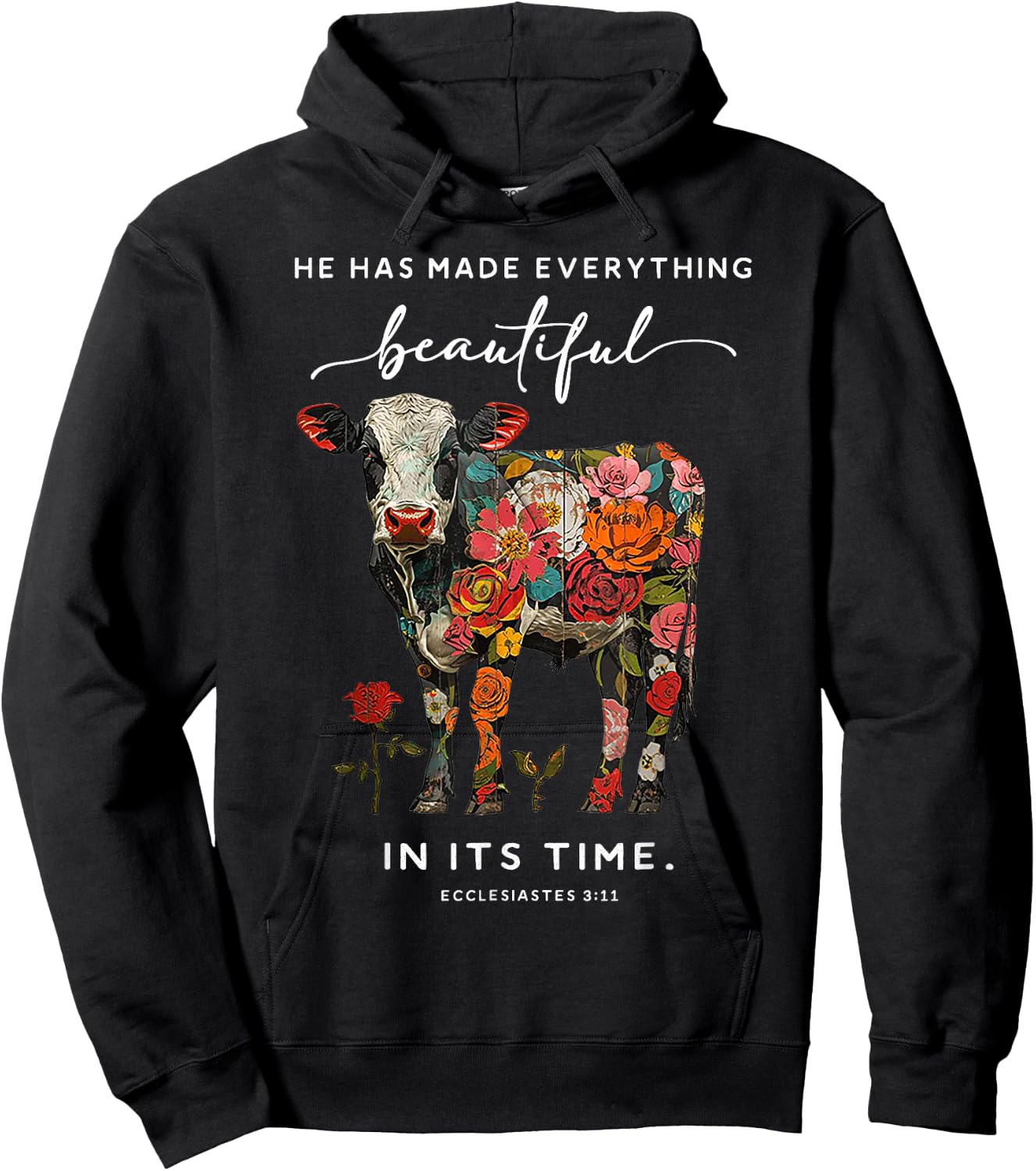 Cow He Has Made Everything Beautiful Hoodie - Hoodie | Black