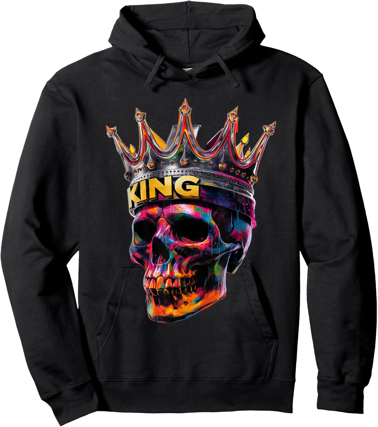 King Skull Head Crown Portrait Birthday Halloween Party Hoodie - Hoodie | Black