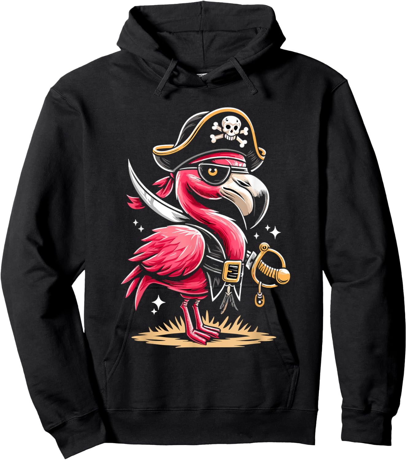 Pirate Flamingo Funny Halloween Party Hoodie - Hoodie | Black