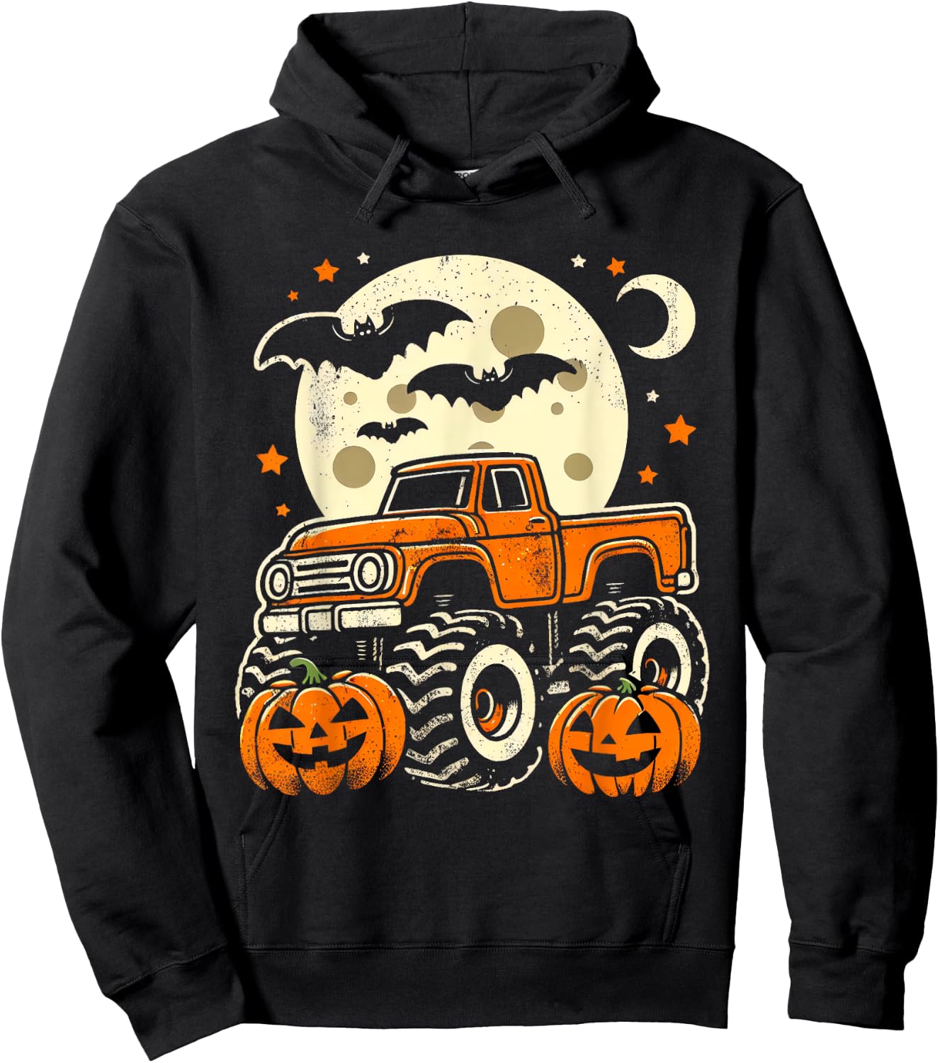 Halloween Shirt For Kids Boy Monster Truck Pumpkin Halloween Hoodie - Hoodie | Black