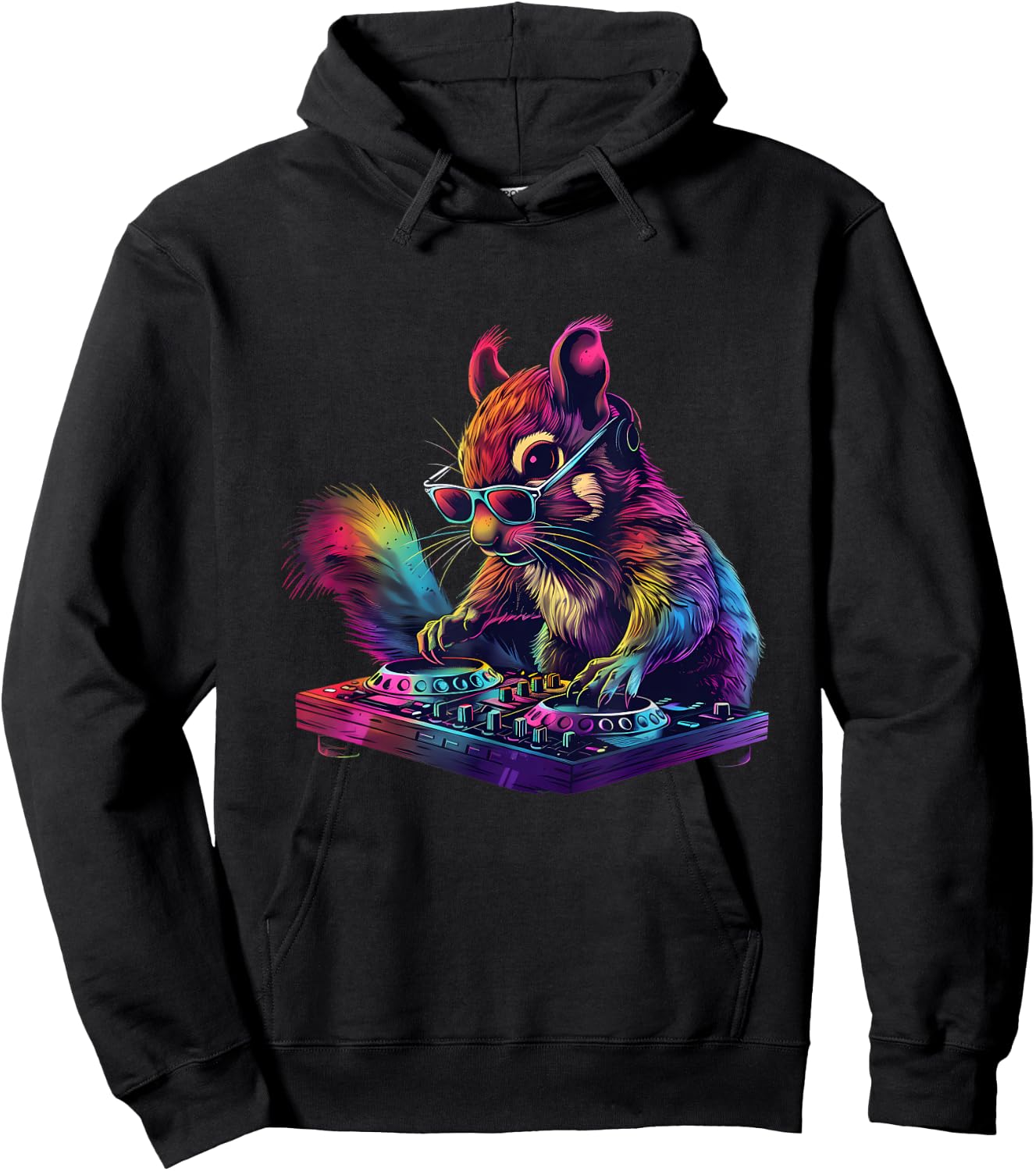 Squirrel DJ Turntable DJ Squirrel Music Producer Dance Club Hoodie - Hoodie | Black
