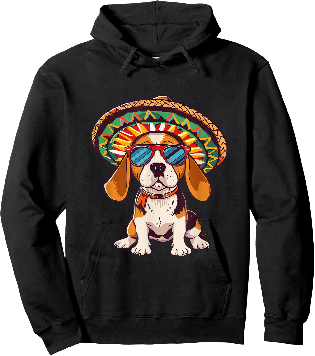 Party Beagle Dog With Sombrero | Mexico Hoodie - Hoodie | Black