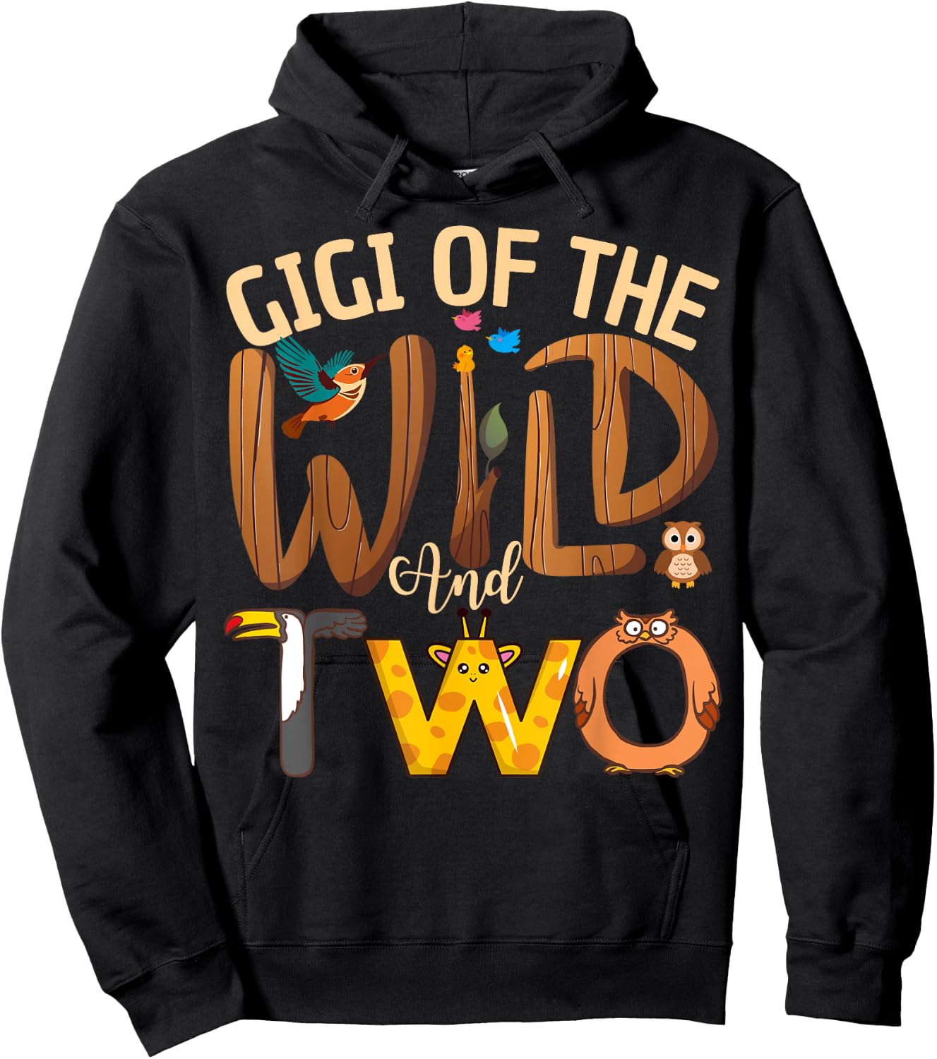 Gigi Of The Wild and Two Zoo Safari Jungle Birthday Family Hoodie - Hoodie | Black