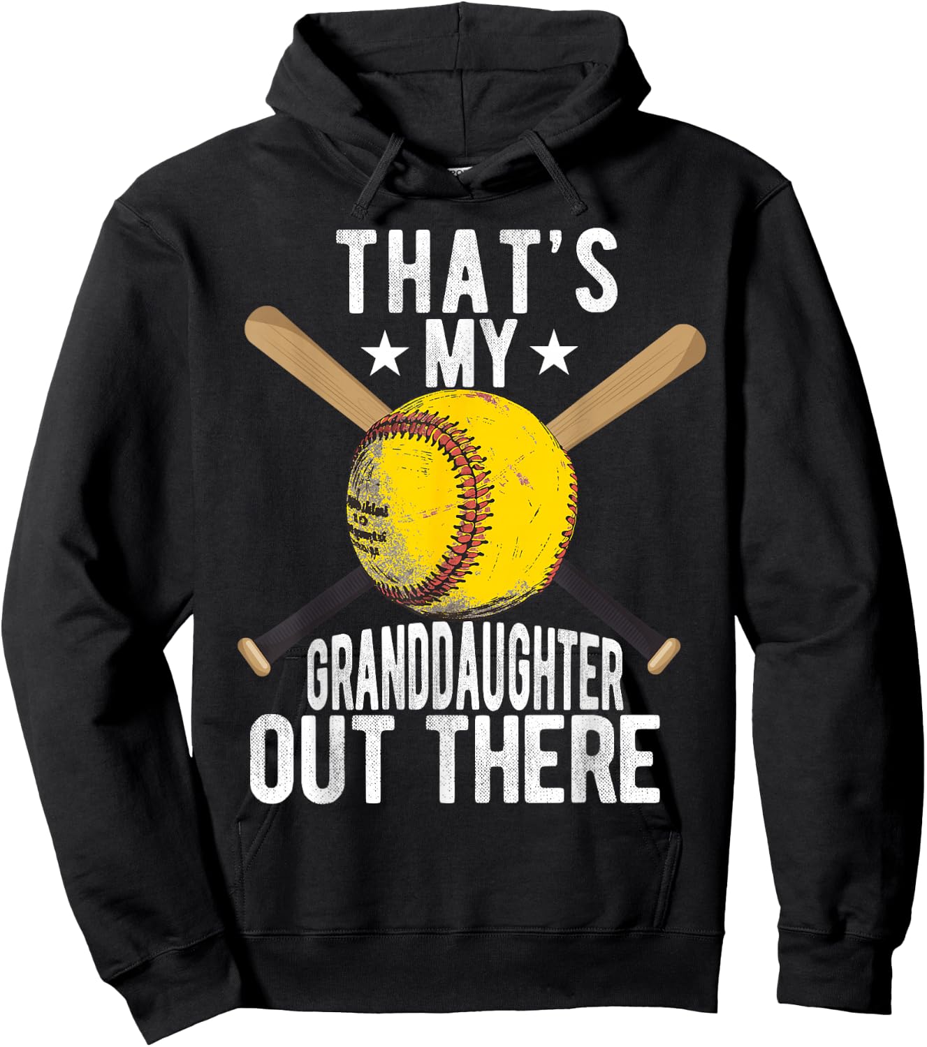 That's My Granddaughter Out There Softball Grandpa Grandma Hoodie - Hoodie | Black