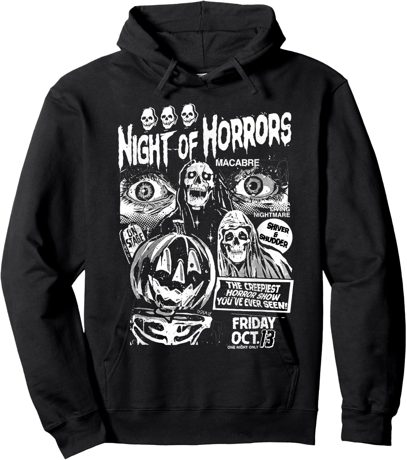Vintage Punk Scary Night Of Horrors Ghosts Spooky Halloween Hoodie - Hoodie | Black