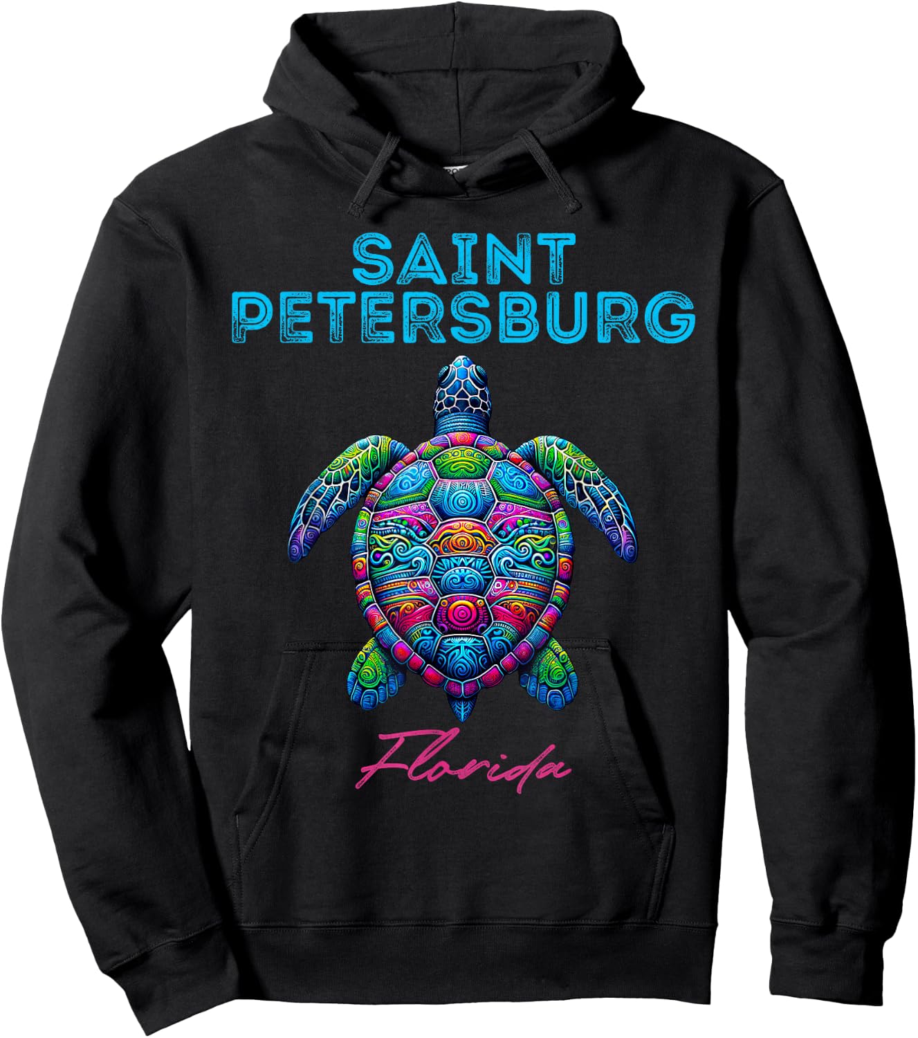 Saint Petersburg Florida Tribal Beach Sea Turtle Hoodie - Hoodie | Black