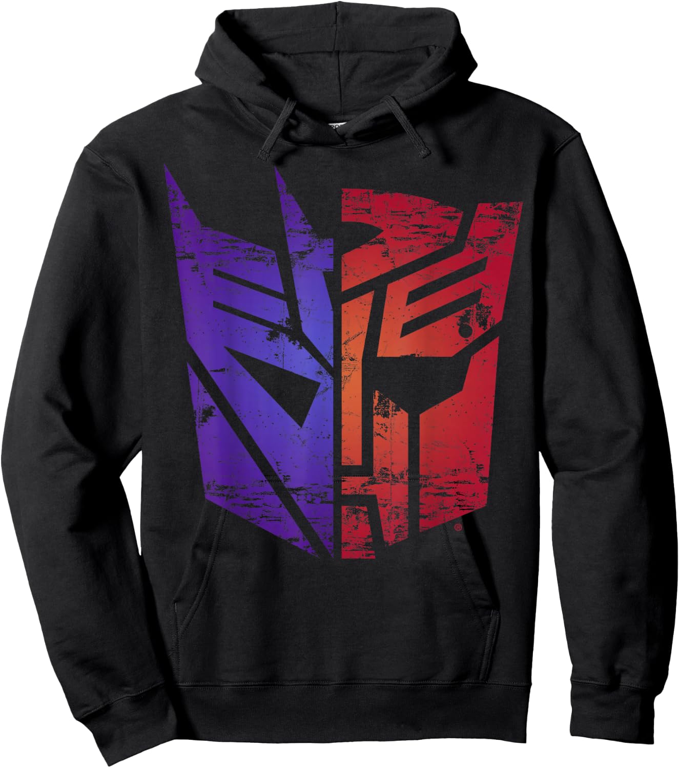 Transformers Decepticon Autobot Distressed Split Logo Hoodie - Hoodie | Black