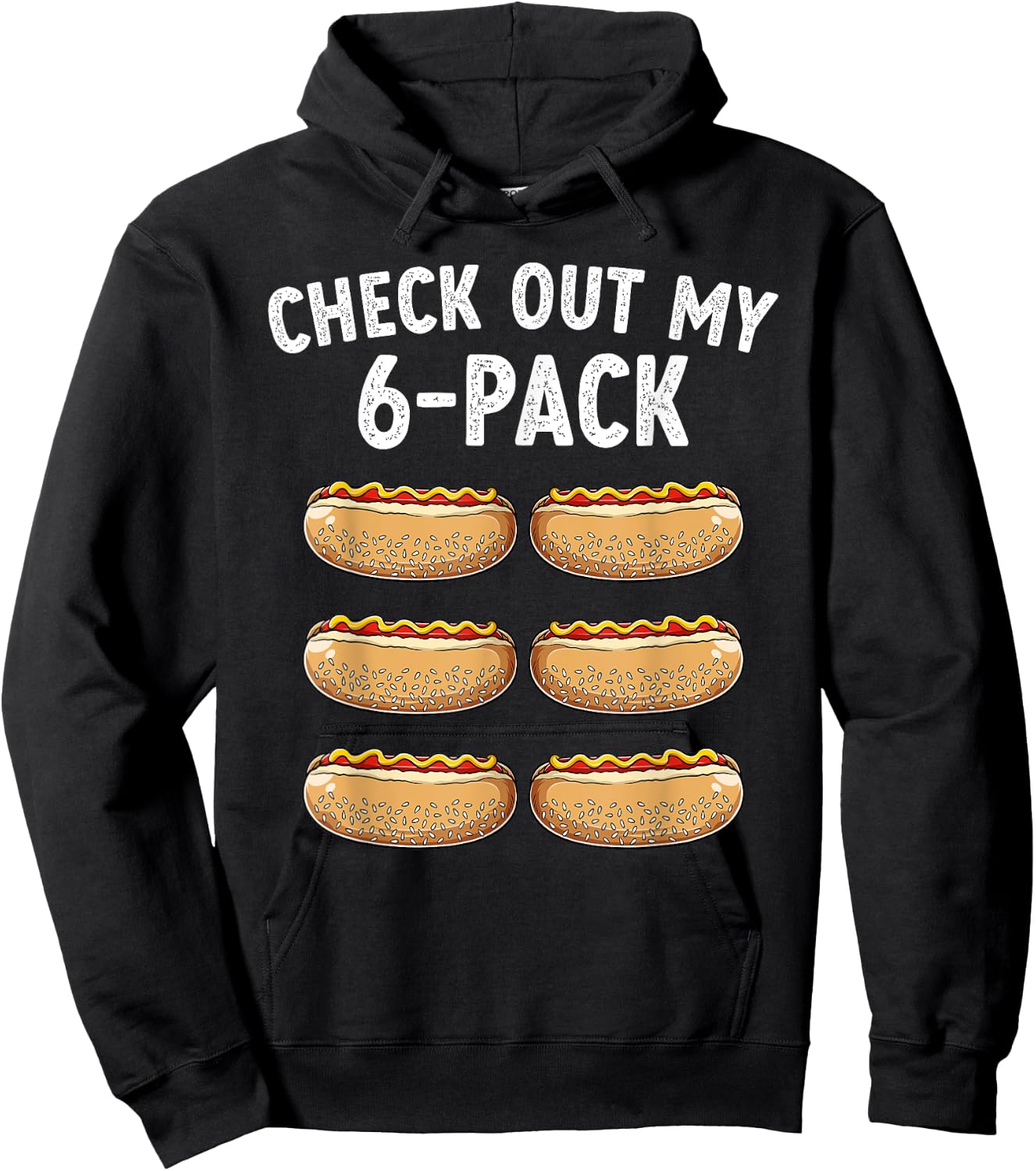 Check Out My 6-Pack Abs Gym Gag Funny Hotdog Lover Hoodie - Hoodie | Black