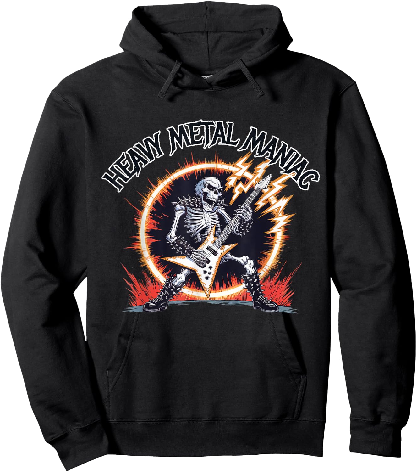 Black Death Rock Heavy Metal Music Goth Designs -Adults & -Kids Heavy Metal Maniac Black Small Short Sleeve Hoodie - Hoodie | Black