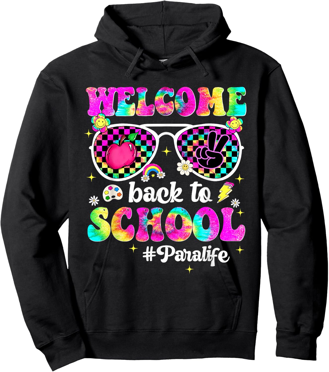 Welcome Back To School Para Sunglasses First Day Of School Hoodie - Hoodie | Black