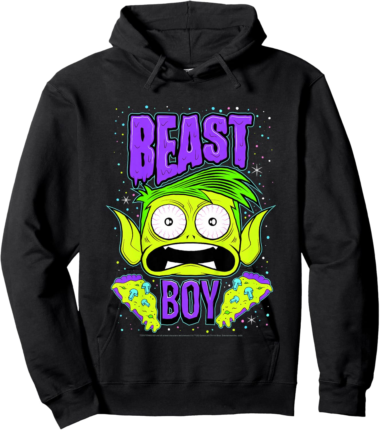 Kids DC Comics Teen Titans Go! Beast Boy Pizza Portrait Hoodie - Hoodie | Black