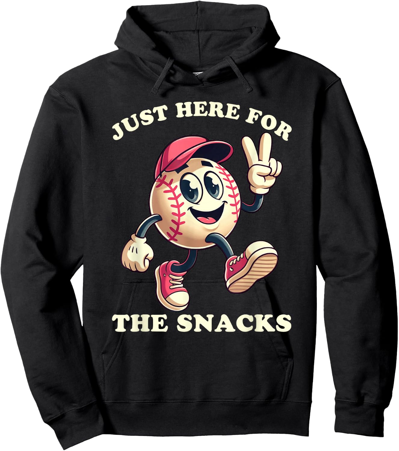 Girls Baseball Just Here for the Snacks Softball Hoodie - Hoodie | Black