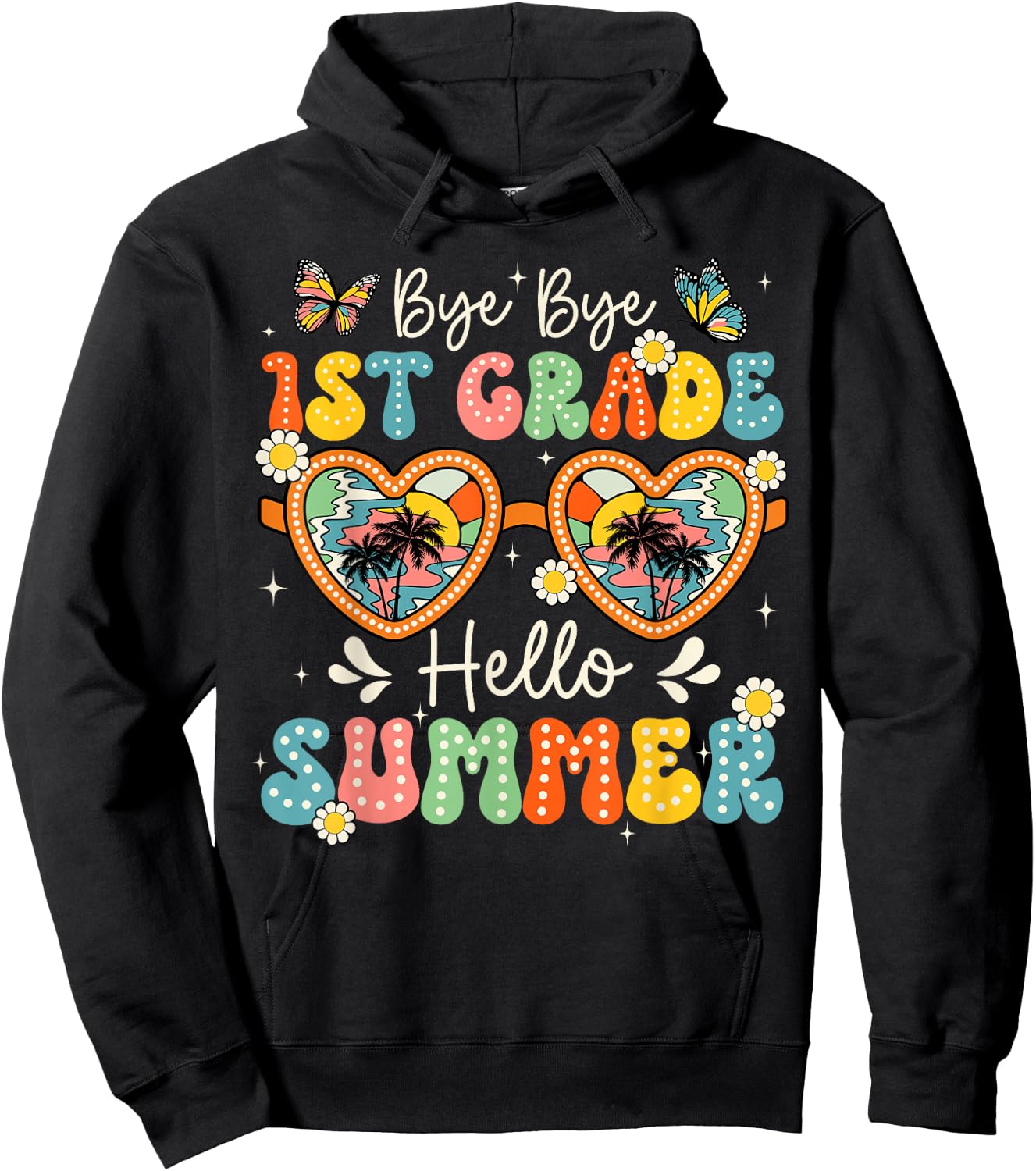 Goodbye 1st Grade Hello Summer Last Day Of School Boys Kids Hoodie - Hoodie | Black