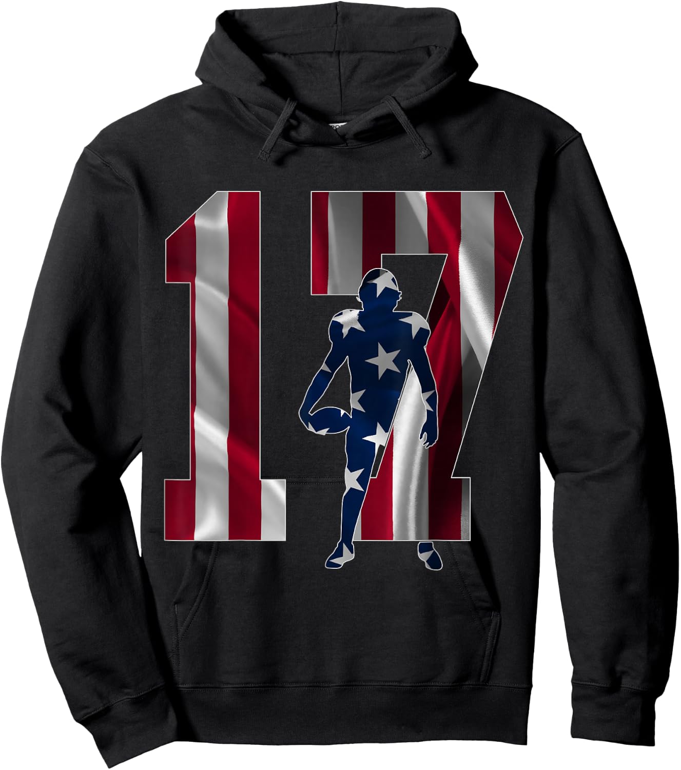 Number 17 Years Football 17th Birthday Hoodie - Hoodie | Black