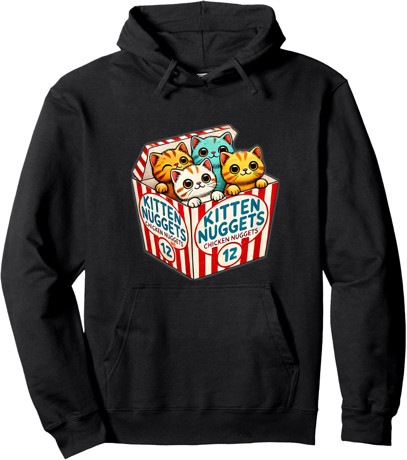 Kitten Nuggets Food Pun Cat Lover Chicken Nuggets Hoodie - Hoodie | Black