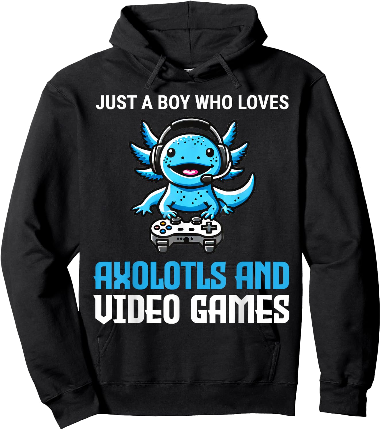 Just A Boy Who Loves Axolotls And Video Games Gamer Hoodie - Hoodie | Black