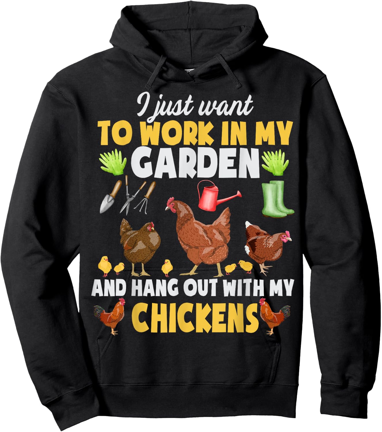 Chicken Animal Farm Garden For Farmer, Men, Women, Gardening Hoodie - Hoodie | Black