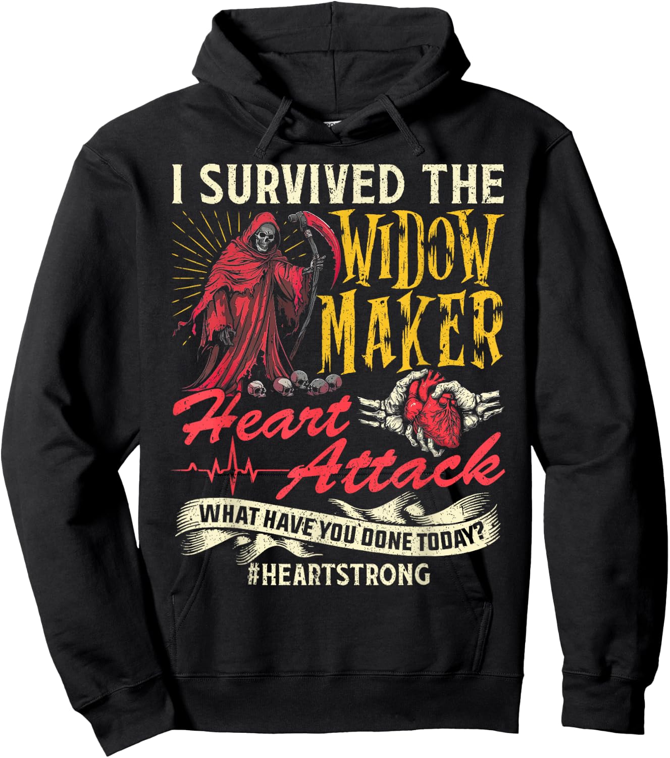 I Survived The Widow Maker Heart Attack Heart Disease Hoodie - Hoodie | Black