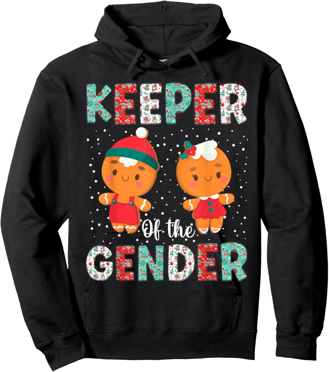 Keeper of the Gender Funny Christmas Shirt Gingerbread Xmas Hoodie - Hoodie | Black