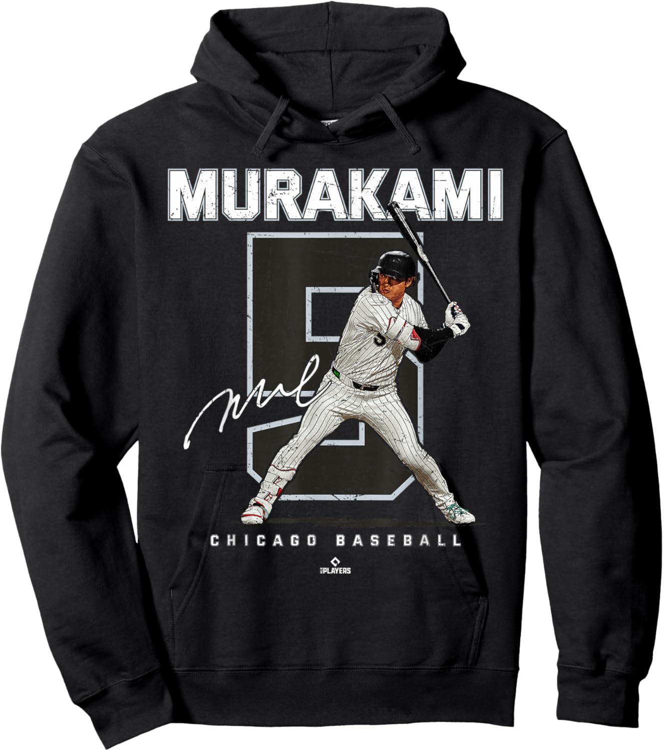 Number and Portrait Munetaka Murakami Chicago Baseball MLBPA Hoodie - Hoodie | Black