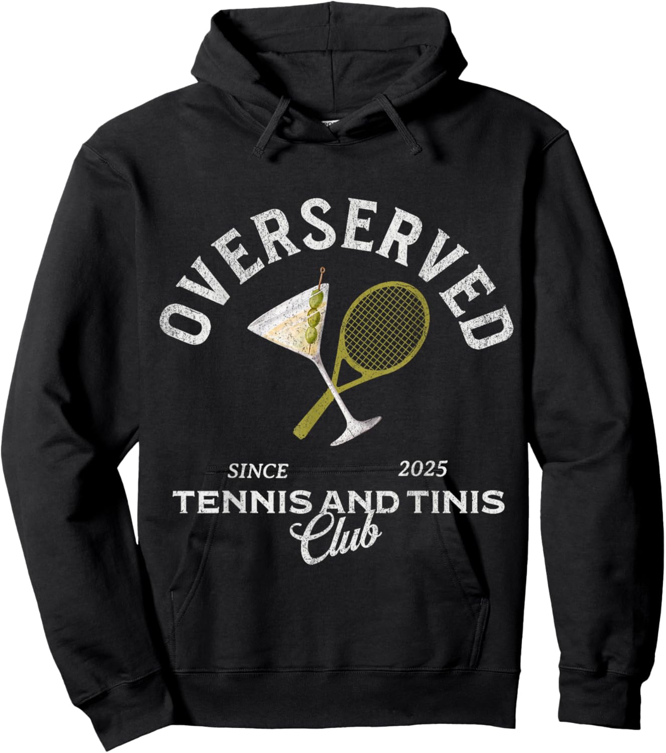 Overserved tennis and tinis 2025 bachelorette girls trip Hoodie - Hoodie | Black