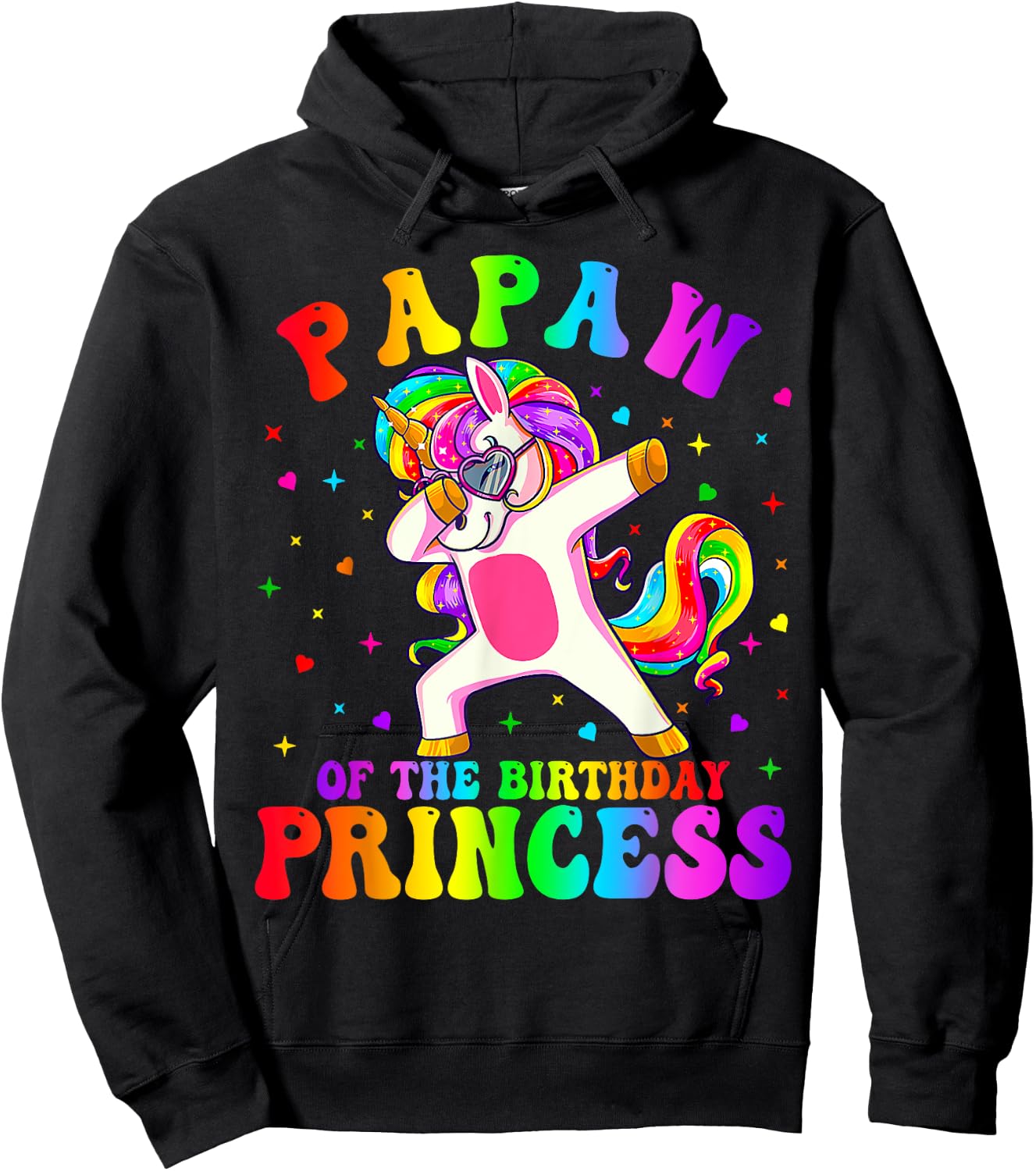 Papaw of the Birthday Princess Girl Dabbing Unicorn Funny Hoodie - Hoodie | Black