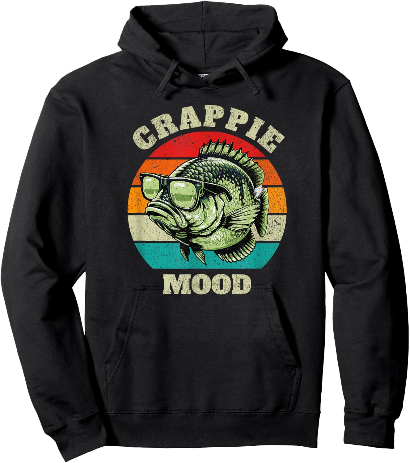 Funny Crappie Mood Retro Fishing Sarcastic Dad Boys Hoodie - Hoodie | Black