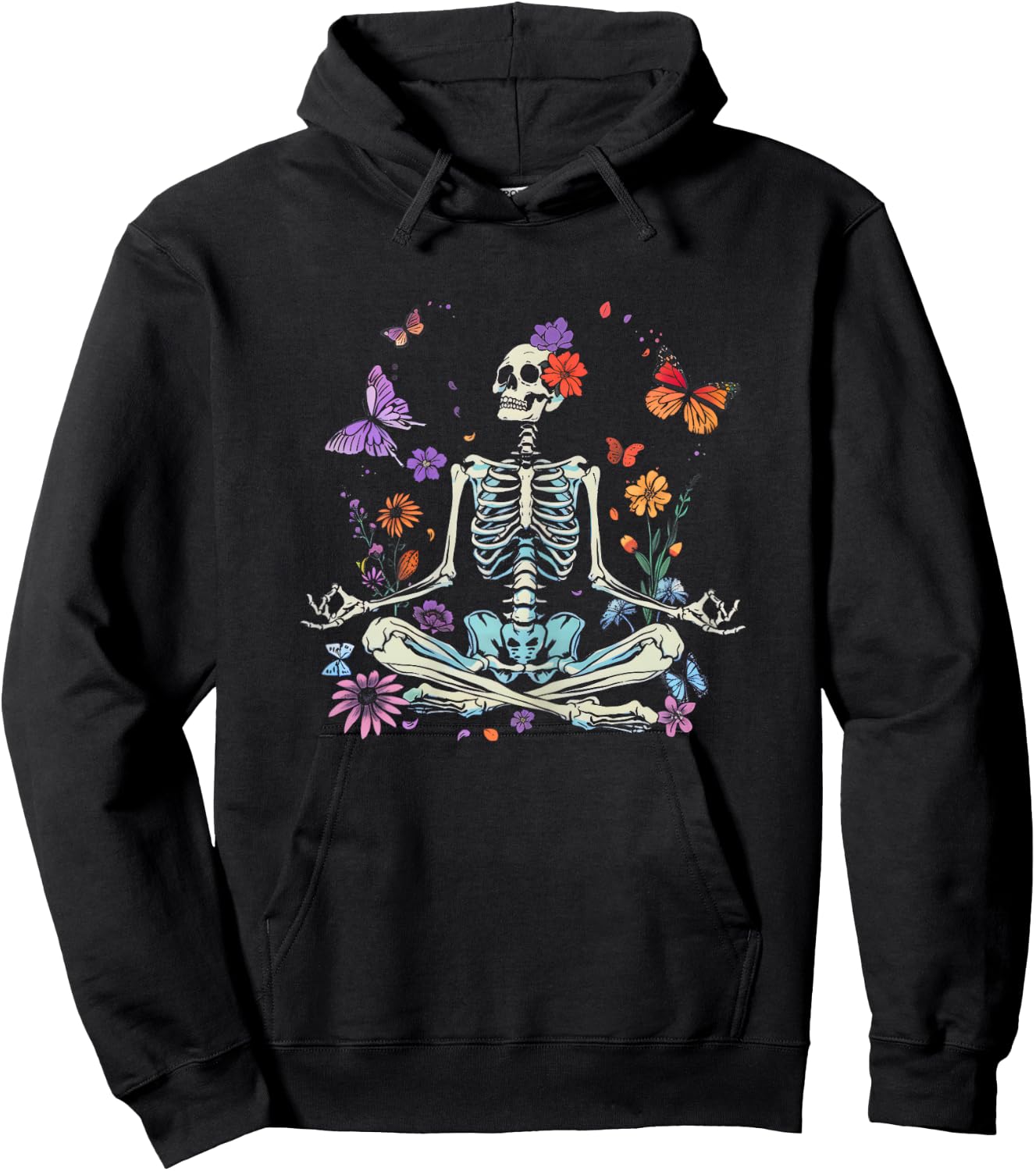 Women Yoga Skeleton Halloween Funny Meditating Skeleton Mama Hoodie - Hoodie | Black