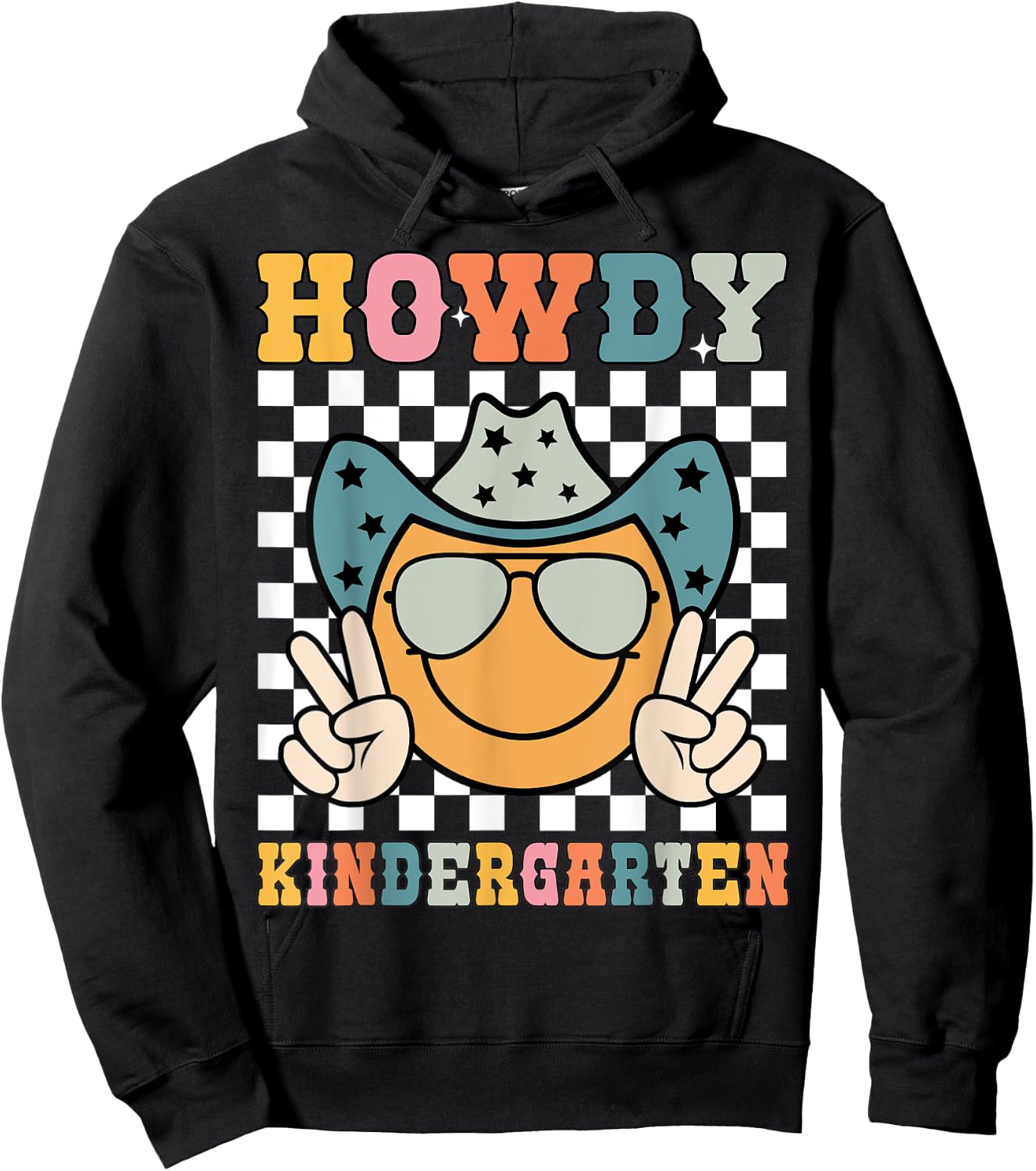 Howdy Kindergarten Teacher Kids Western Back To School Retro Hoodie - Hoodie | Black