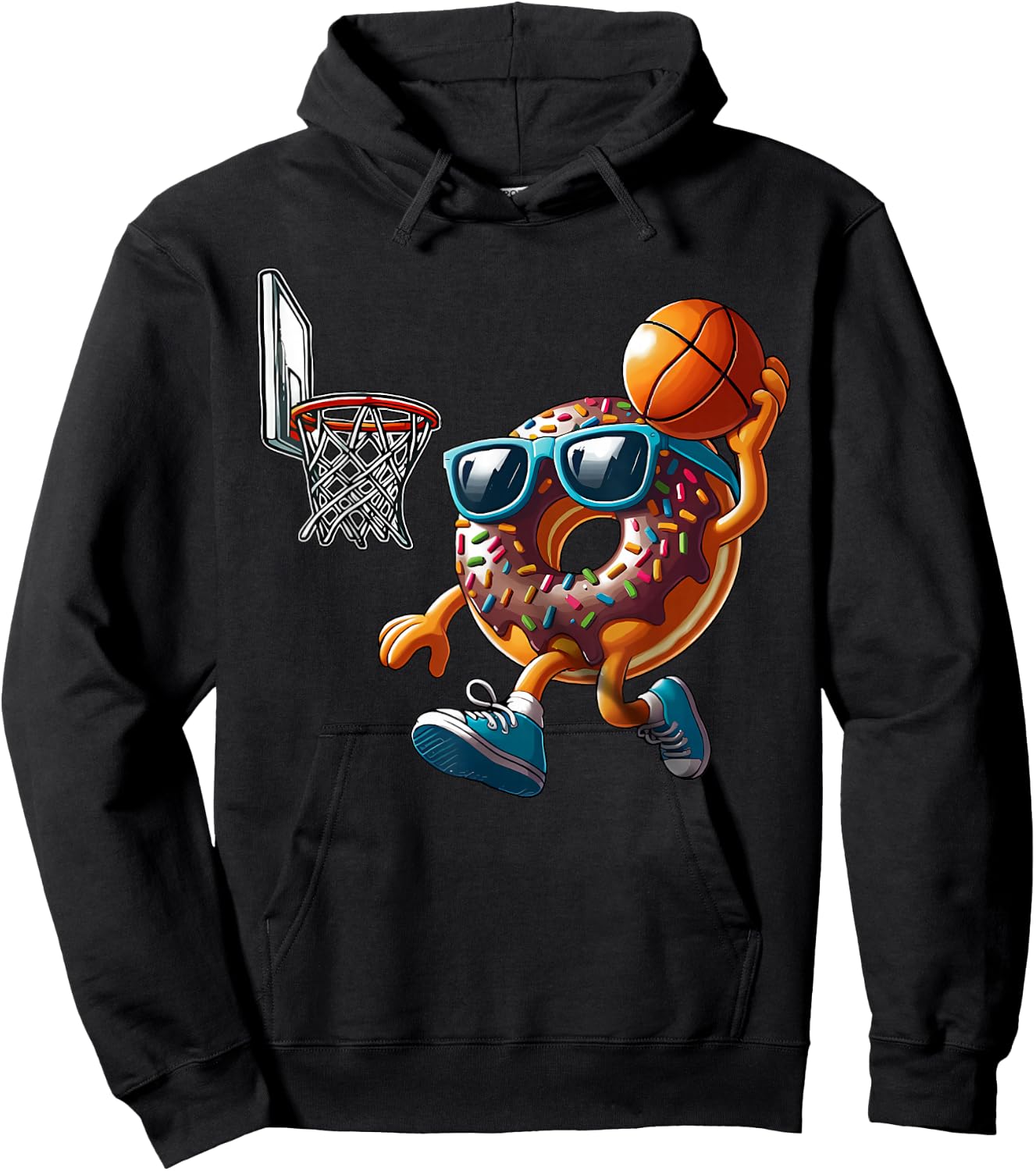 Dunking Donut Hole Food Champ Basketball Game Sport Player Hoodie - Hoodie | Black