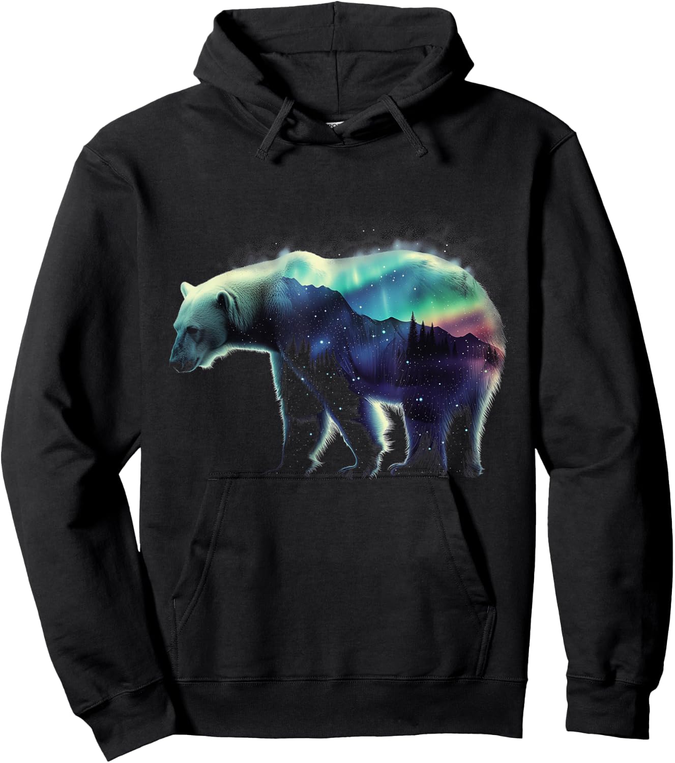 Polar Bear Northern Light Winter Arctic Nature Lover Hoodie - Hoodie | Black