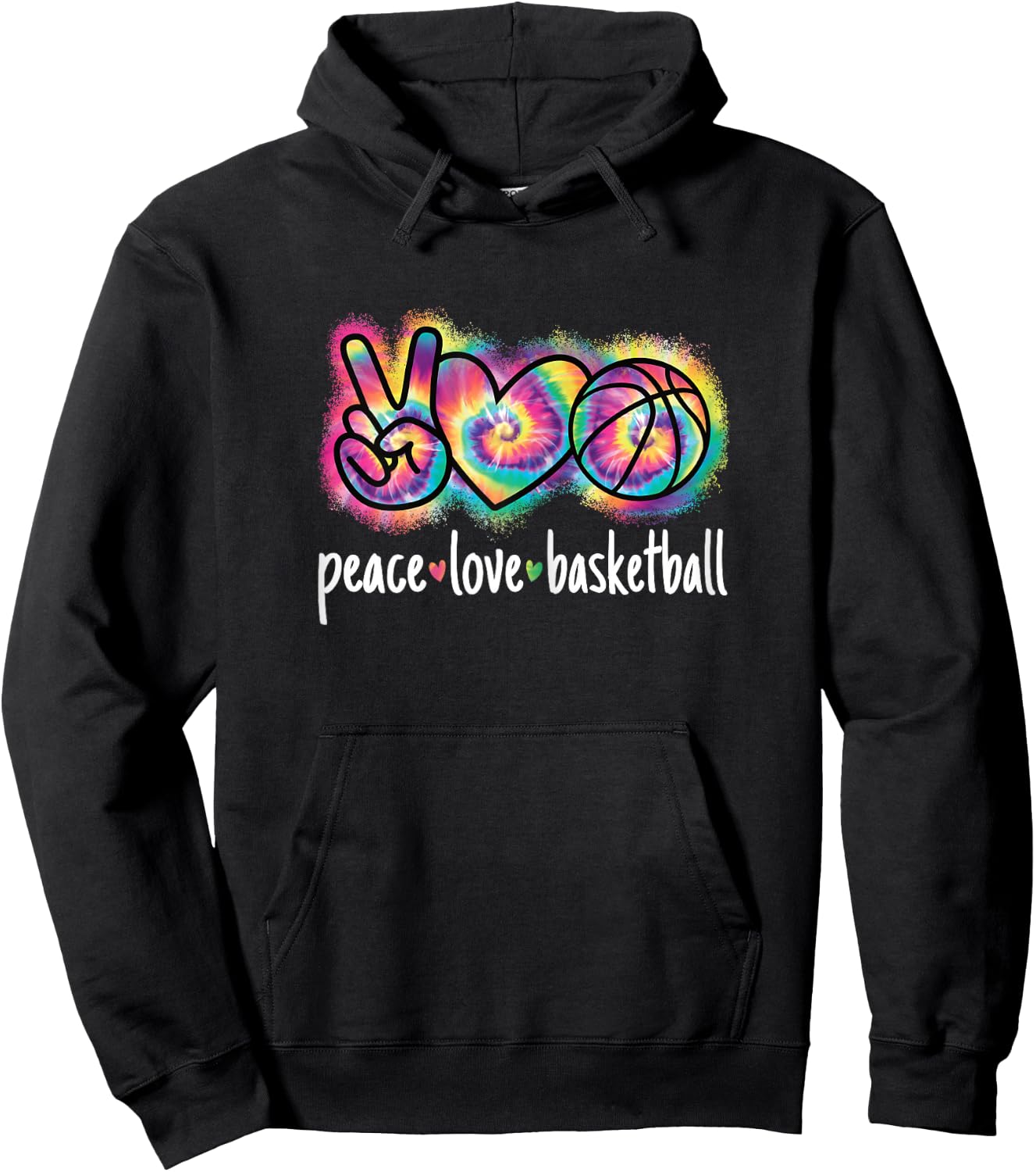Peace Love Basketball Women Girls Cute Basketball Player Hoodie - Hoodie | Black