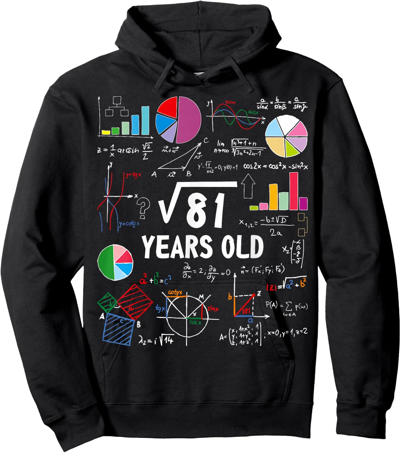 Square Root Of 81 9th Birthday Funny 9 Year Old Math Lover Hoodie - Hoodie | Black
