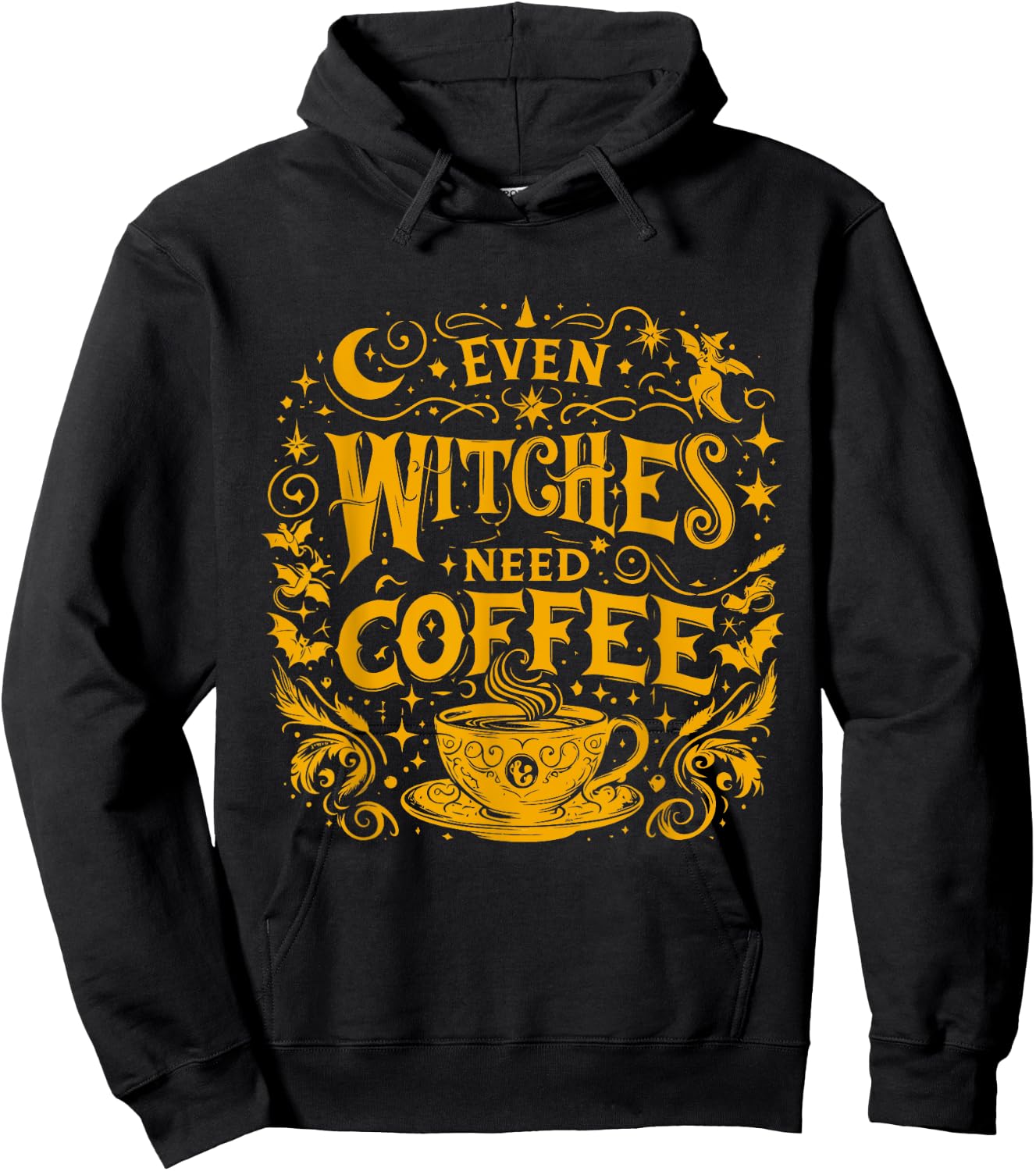 Instant Message - Even Witches Need Coffee Hoodie - Hoodie | Black