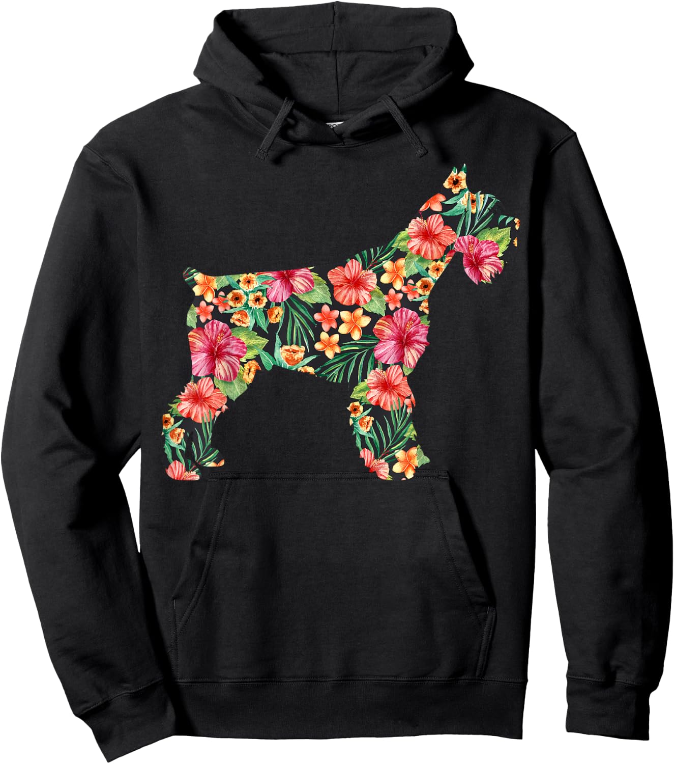 Schnauzer Flower Funny Dog Silhouette Floral Gifts Women Hoodie - Hoodie | Black