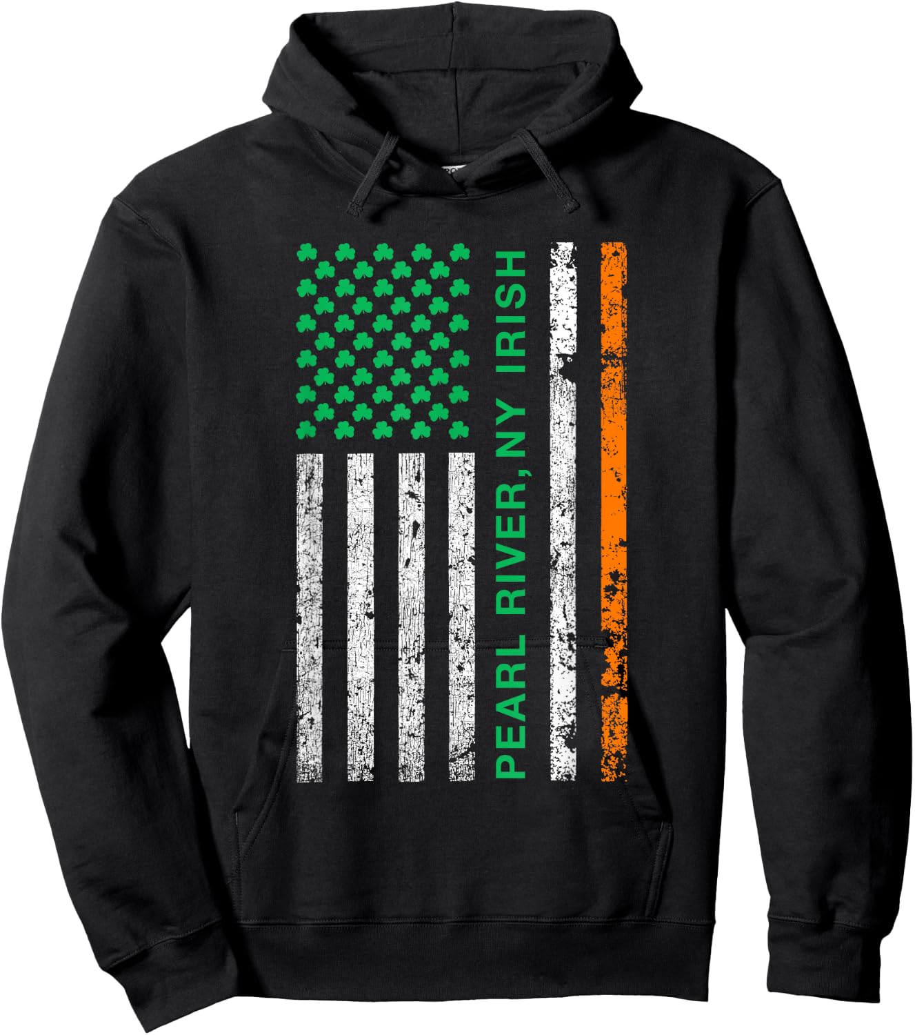 Pearl River New York Irish American Ireland US Flag Women Kids Men Hoodie - Hoodie | Black